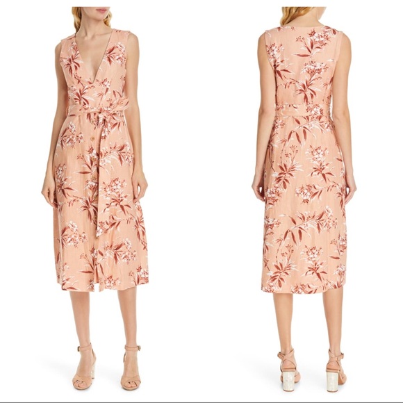 NWT JOIE Ethelda Floral Midi Linen Dress - Picture 1 of 6